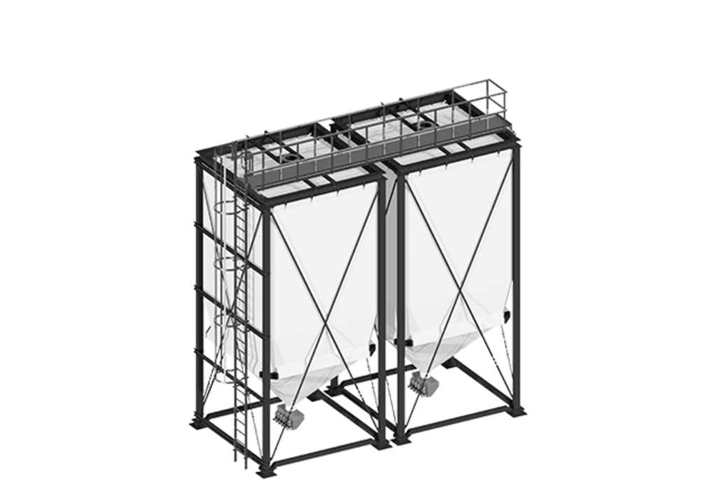 Flex silo, flexibele binnensilo Flexible silo, flexible indoor silo with steel frame