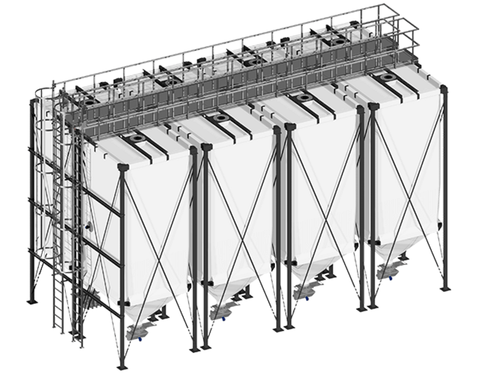 Flex silo, flexibele binnensilo Flexible silo, flexible indoor silo with steel frame
