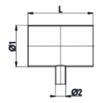 Aluminium T-piece with 1 connection T-stuk 1-voudig, schets