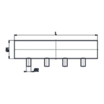 Aluminium T-piece with 4 or 5 connections T-stuk 4- en 5-voudig, schets