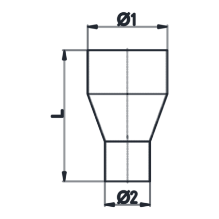 RVS verloopstuk centraal vacuüm, schets
